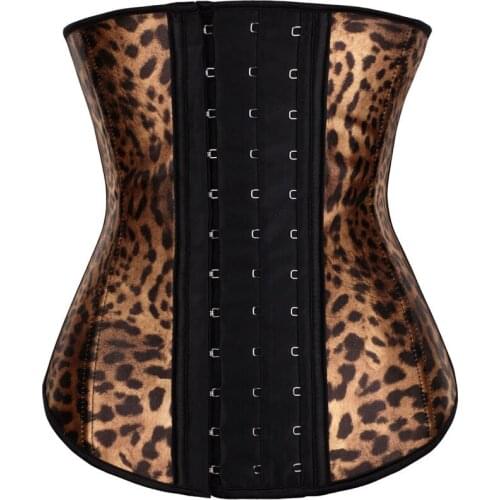 Womens Sport Corset Top Leopard Print Clincher Shaping Waist Trainer