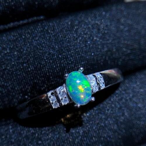 100% Real 4*6mm Opal Sterling Silver Rings For Women Small Cute Luxury Jewelry For Bride Wedding Jewelry FM2522