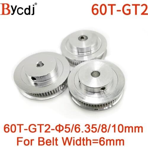 3PCS 60 Teeth GT2 Timing Pulley Bore 5/6/6.35/8/10/12/14/15mm for width 6mm GT2 Timing Belt Small Backlash 2GT Belt 60Teeth 60T