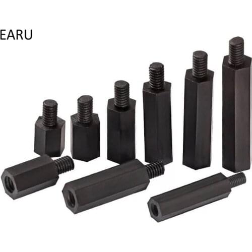 100PCS M3/M4*L+6MM White Black Nylon Spacing Column Screw Plastic For PCB Motherboard Fixed Nylon Standoff Spacer Pillar NL66