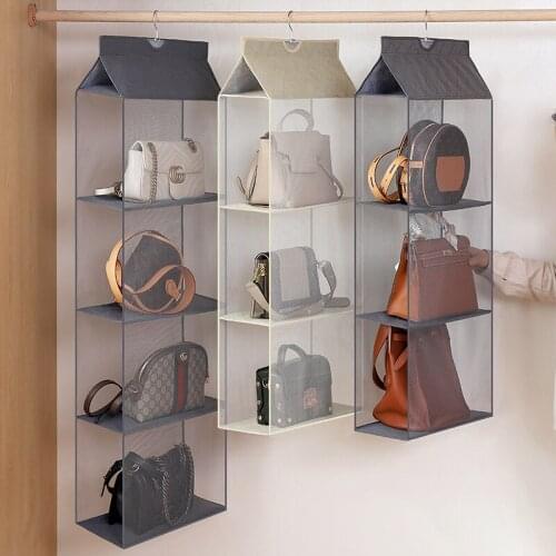 2/3/4 Pocket Hanging Handbag Organizer for Wardrobe Closet Transparent Storage Bag Door Wall Sundry Shoe Bag with Hanger Pouch