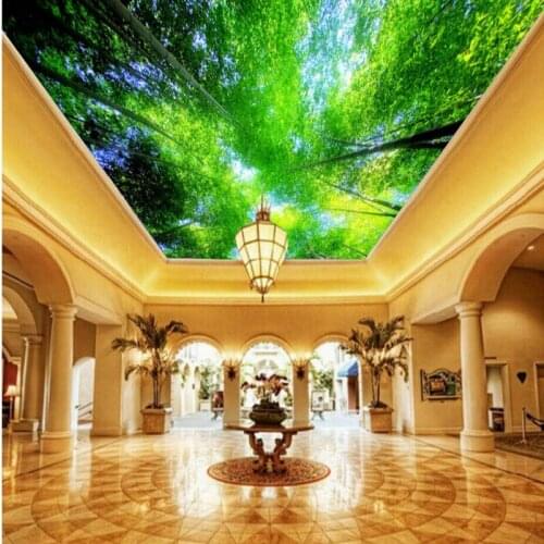 Custom 3d mural New Green Leaf Forest Ceiling Zenith Mural Living Room Hotel Lobby custom Wallpaper Mural