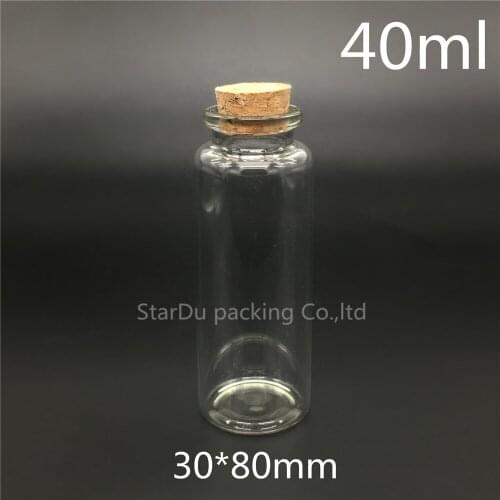 40ml 30*80mm Wishing Glass Bottle with Cork ,High-quality 40cc cork bottle Glass Vials Display Bottle Wholesale 20pcs/lot