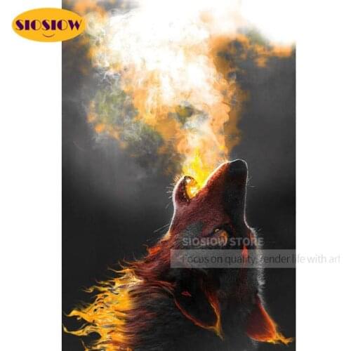 5D Diy Rhinestone Diamond Embroidery Wolves Diamond Painting Fantasy Wolf Roaring Full Cross Stitch Precision Living Room Decor
