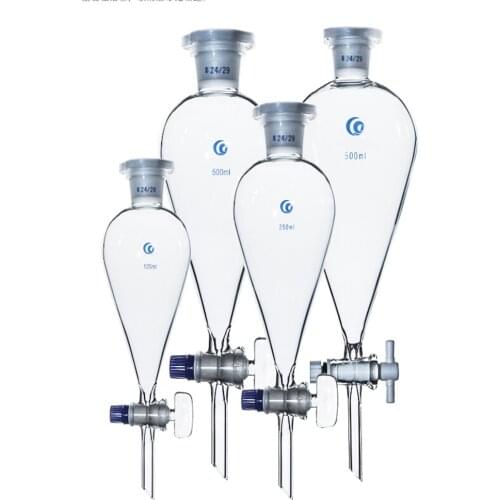 60-1000ml 19/26 24/29 Joint Chemistry Laborotary Glass Pear Shaped Separatory Funnel with PTFE/Glass Stopcock