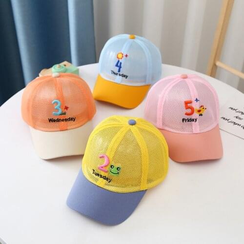 Doitbest Children mesh Baseball Cap summer Hip Hop Digital week kids sun Hats Boys Girls Caps child snapback Hat gorras