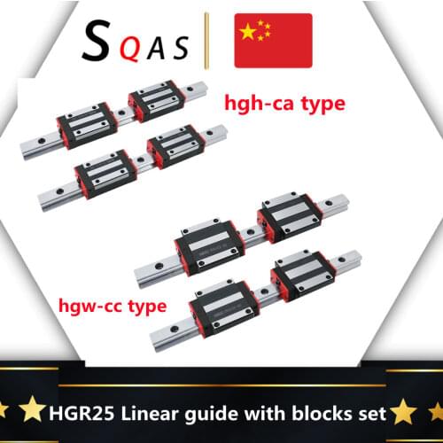 Fast deliver CNC linear rail 2 PCS HGR25 +4 PCS HGH25CA /HGW25CC Or 2pcs HGR30 +4pcs HGH30CA /HGW30CC carriage slides for CNC