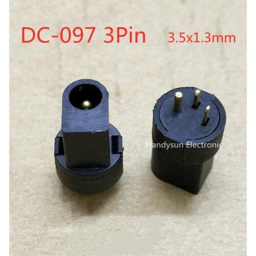 DC-097 Power Socket Female Base 3.5x1.3mm Power Interface Gold Plated 3Pin Straight Plug Vertical All Copper Panel Connector