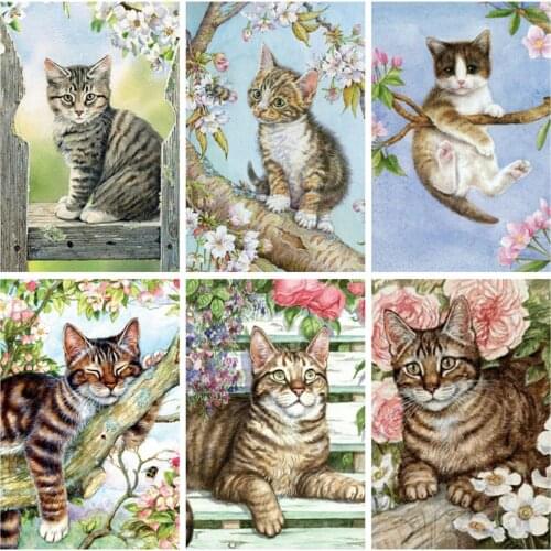 EverShine DIY 5D Diamond Painting Full Square Cat Diamond Mosaic Animals Cross Stitch Rhinestones Art Kits Sale Handmade Gift