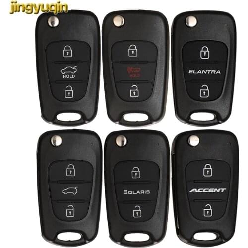 Jingyuqin Flip Remote Car Key Shell For Hyundai I20 I30 IX35 Accent Kia K2 K3 K5 Solaris Sportage Picanto Ceed Cerato Rio 3 Soul