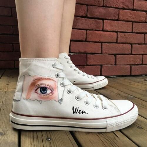 Wen Design Custom Hand Painted Shoes Eyes Mouth Men Womens Original High Top Canvas Sneakers