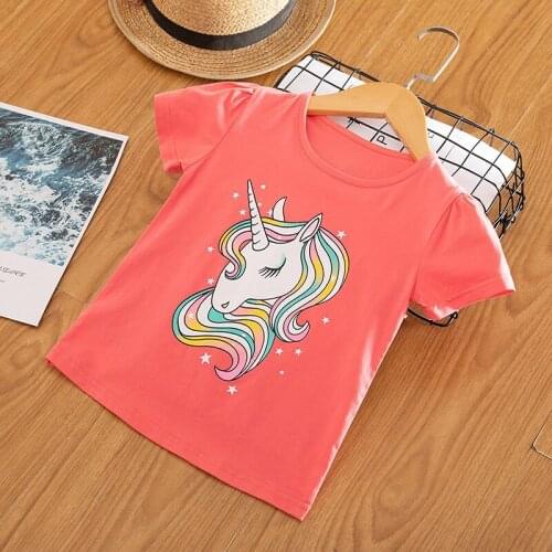 Girls Summer Clothes Short Sleeve Cartoon UNICORN T SHIRT Cotton Tops Tees Toddler Girl Clothes Kids T-Shirt Children Girls Tops