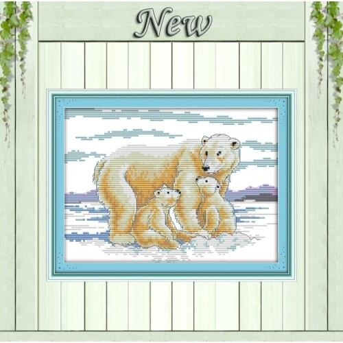 Maternal love The bear Painting animal Counted Print on the canvas DMC 14CT 11CT DIY Cross Stitch Needlework Kit Embroidery Sets