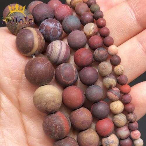 Natural Matte Dull Polished Colorful Picasso Jaspers Stone Beads For DIY Jewelry Making Bracelet Accessories 15'' 4 6 8 10 12mm