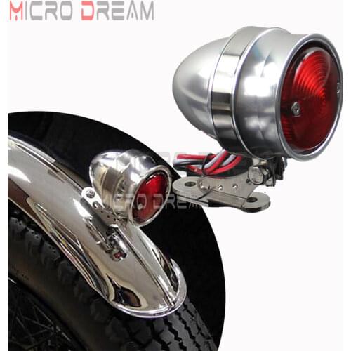 Motorcycle Custom Polish LED Brake Stop Tail Lamp w/ License Plate Lights for Harley Cafe Racer Chopper Bobber Retro Taillights