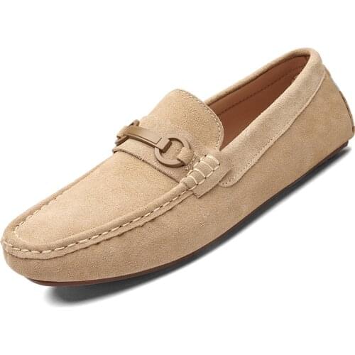 High Quality Suede Retro Casual Men Loafers Leather Penny Loafers Comfortable Slip-on Driving Footwear British Style Moccasins