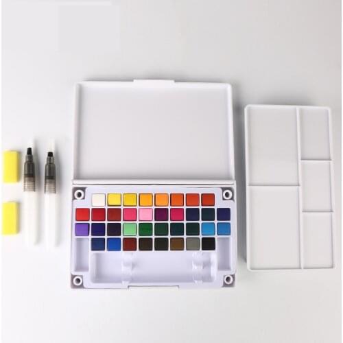 18/24/36 Colors Pigment Solid Watercolor Paints Set Professional Box With Paint Brush Watercolor Pigment Set Art Supplies