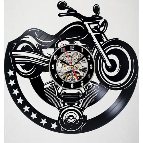 Motorcycle Vinyl Record Wall Clock for Bikers - Exciting guest room decor - perfect gift idea for children, adults