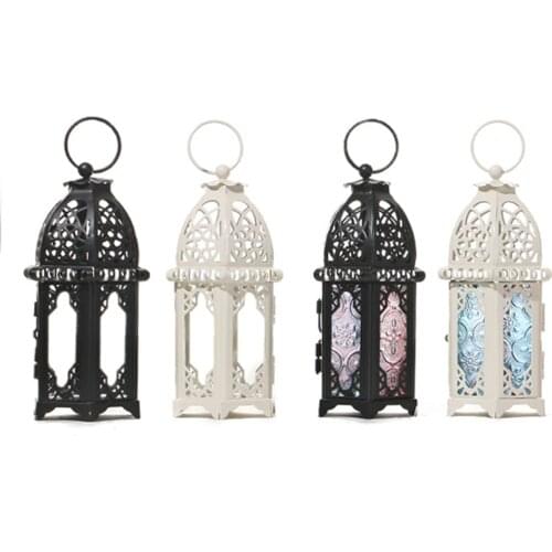 2021 new European Candlestick Vintage Hanging candle Holder Moroccan Glass Candle Lantern Wedding Home Decor