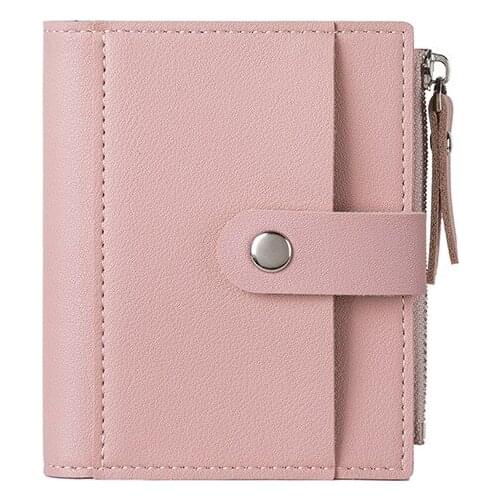 New Style Women Wallets Fashion Fastener Pu Leather Coin Purses Luxury Designer Female Short Card Holder Solid Color Bag