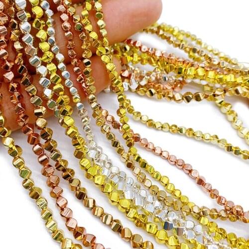 Wholesale 3/4mm Gold Silvers Twisted Shape Hematite Natural Stone Loose Beads For Trendy Bracelet Making Diy Jewelry Accessories