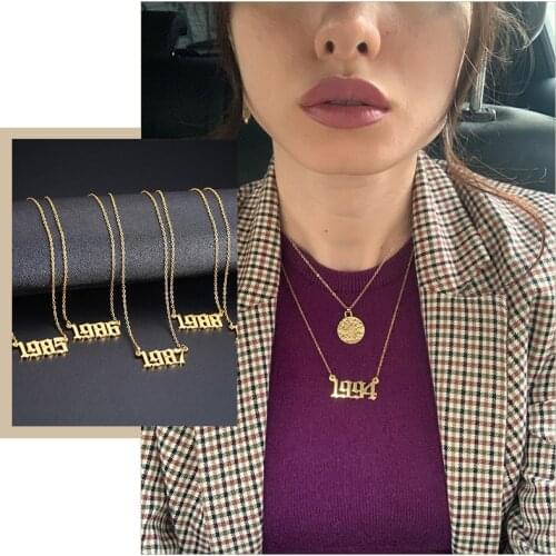 Trendy Stainless Steel Birth Year Number Necklaces for Women Female Lady Special Birthday Gifts from 1985 to 2004