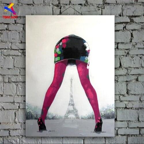 Paris Girl Picture Hand Painted Modern Abstract Oil Painting On Canvas Wall Art Gift for Living Room Decoration No Framed CT014
