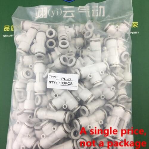 Pneumatic PE4 PE6 PE8 PE10 PE12 PE16 T type Tee connector
