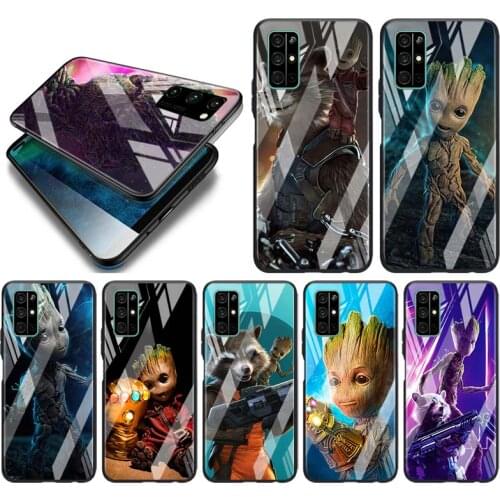 Tempered Glass Hot New Shell Luxury Cover Marvel Avengers Super Hero Groot For Honor 30 20 10 9X 8X Pro Plus Lite Phone Case