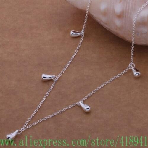 Silver Plated Necklace, Silver Plated fashion jewelry Five drops necklace /erbaniia bsdakjka AN554