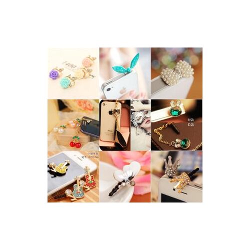 Cute Diamond hemisphere opal Skull Anti Dust Plug For Phone Accessories Earphone Jack for iphone samsung xiaomi