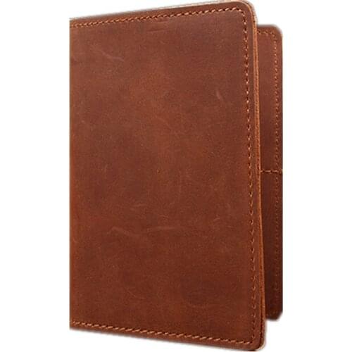 Handmade Retro Real Genuine Leather Passport Cover with Credit Card ID Holder Case Travel Business Wallet
