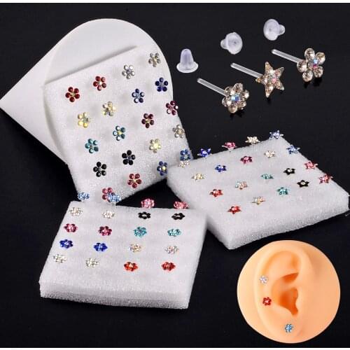 Bioplast Flexible Zircon Ear Tragus Helix Cartilage Cz Lobe earrings Piercing Gem Flower Heart Nose Ring Labret Lip Stud 20G