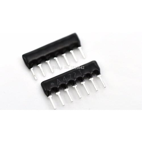 20PCS 7Pin Resistor Network Array 4.7K 4K7 ohm A472J 4.7KR 7 PINS DIP Exclusion Network Resistor array A07-472J