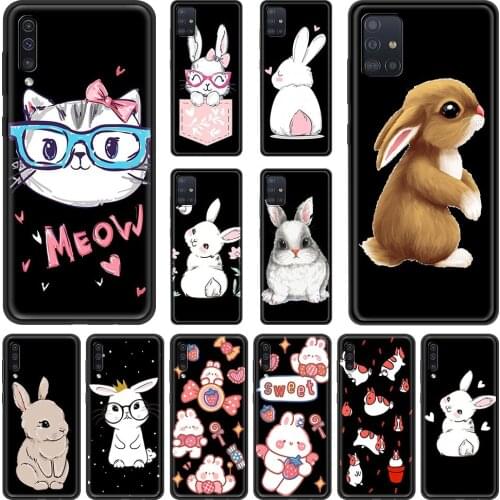 Cute Rabbit Funny Cat Phone Case for Samsung Galaxy A51 A71 A21S A12 A11 A31 A52 A41 A32 5G A72 A02S Silicon Back Cover