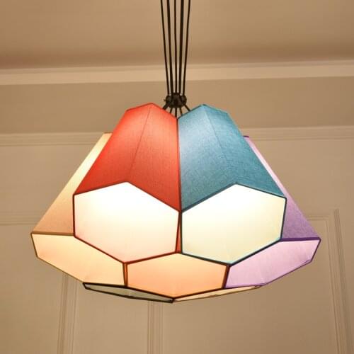 Nordic simple Mediterranean Japan DIY fabric hexagon pendant light restaurant bedroom bar dining room hanging light lamp