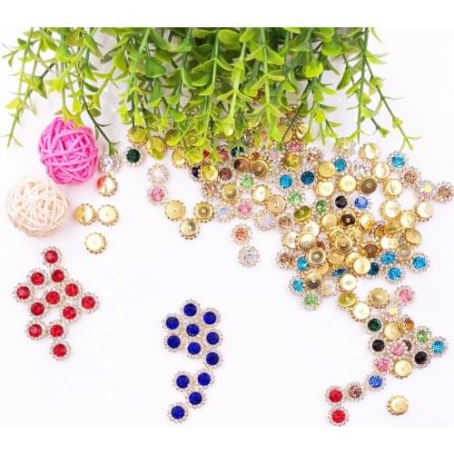 Sunflower Crystal Sew On Glass Gold Flower Rhinestone Applique 100pcs Sewing Claw Crystal Stones for DIY Needlework Clothes