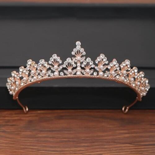 Bride Tiara Crown Wedding Accessories Womens Hair Accessories Bridesmaids Wearing Jewelry Gold Pearl Rhinestones