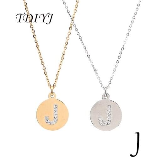 TDIYJ 2pcs Stainless Steel J Letter Charm Initial Pendant Necklace Fashion Charms Word Necklace for Girlfriend