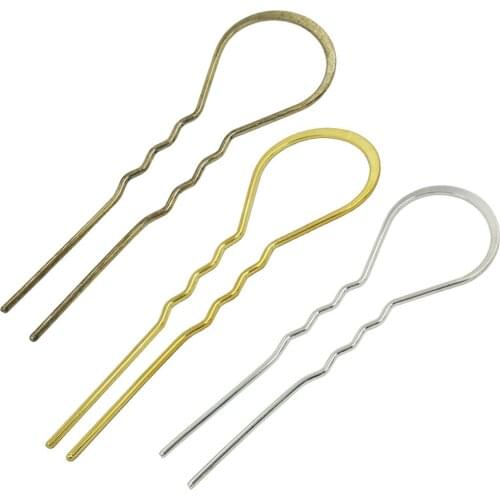 10 Pcs 105mm 4 1/8" U-Shape Plug Hair Fork Exquisite Hair Clip Nickel Bronze Gold