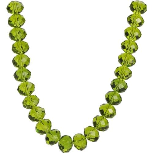 Jewelry Faceted Necklace Bulk DIY Bracelet Olive green Spacer Glass 3-10mm Making Beads Crystal Wholesale Rondelle Loose Lots