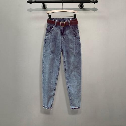 Woman Jeans Pants Dark Blue Loose Autumn Clothing Straight Pantalones Vaqueros Mujer