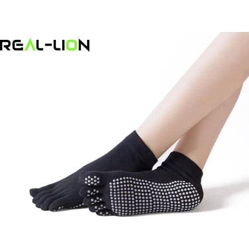 Reallion Women Anti-slip Yoga Socks Fingers Fitness Pilates Gym Five Toe Sport Socks Cotton Colourful Elastic Winter Socks Hot