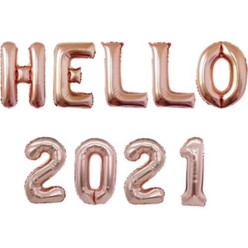 16 Inch HELLO 2021 Alphanumeric Aluminum Film Balloon Set New Year Christmas Mall Party Decoration