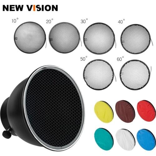 18cm Standard Reflector Diffuser with Honeycomb Grid + 6 Color Filters for Universa Mount Studio Flash K-150A K-180A E250 E300