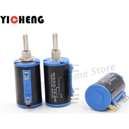 2Pcs WXD3-13-2W precision multi-turn potentiometer Wire wound sliding rheostat,Rotate, feel good, Knob switch