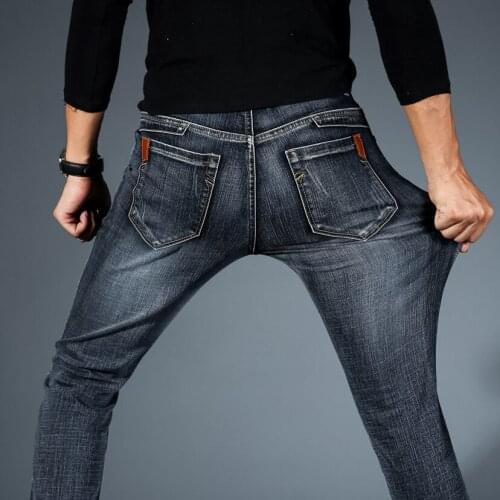 2018 Stretch Jeans Mens pants Straight Slim-Fit Business plus size Pants denim pants