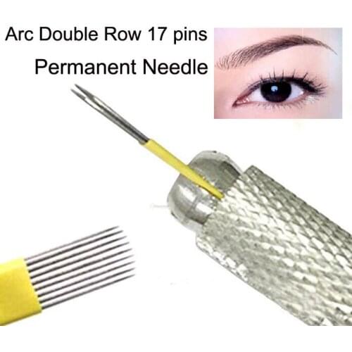 30pcs Arc Double Row 17pins Eyebrow Permanent Makeup needles eye line 3d Microblading make up tattoos microblade
