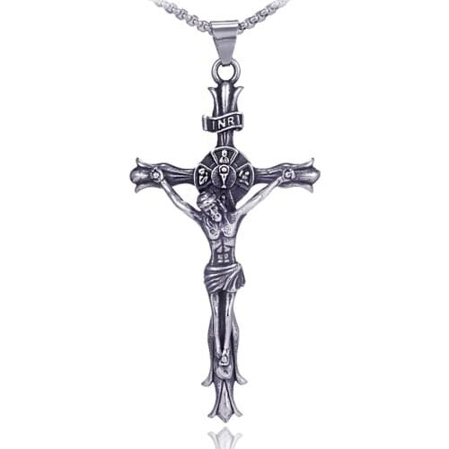 [316L Stainless Steel] Boutique Necklace Pendant Tide Unisex Cross Pendant Jesus Amulet Gift