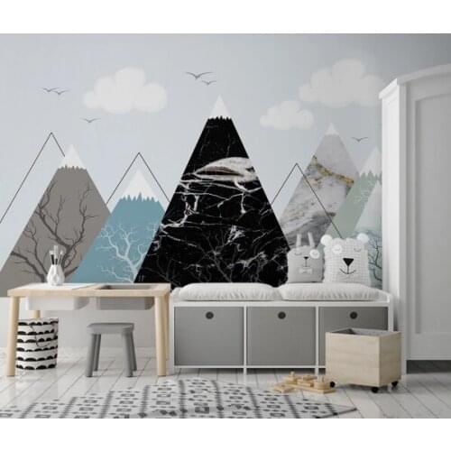 Nordic Abstract Geometric Wallpaper Triangle Wall Mural for Kids Bedroom Canvas Papier Mural Contact Paper Carton 3D Art Wall